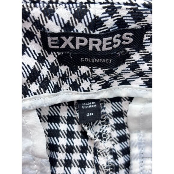 Express Columnist Black & White Houndstooth Womens Pants Size 2R Cotton Blend - Picture 10 of 11